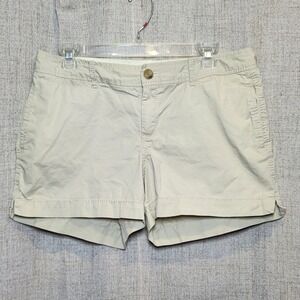 Old Navy Khaki Shorts Women's 8 Ivory Mid Rise‎ 3.5" Inseam 100% Cotton Casual